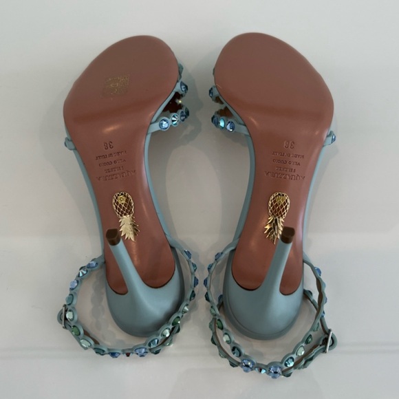 AQUAZZUA BLUE TONE CRYSTAL SANDALS 85MM SIZE IT 38 / US 8 NIB! - Picture 17 of 17